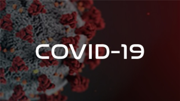 Image of the corona virus with the words covid-19